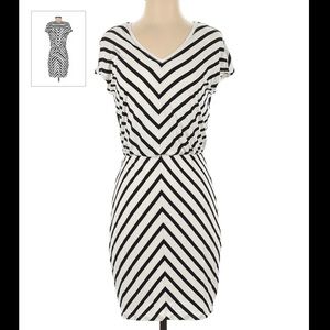 WHBM Black/White Chevron Striped Dress Size L